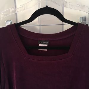 CitiKnits 2 piece Tunic & Skirt Burgundy Wine color Sz M